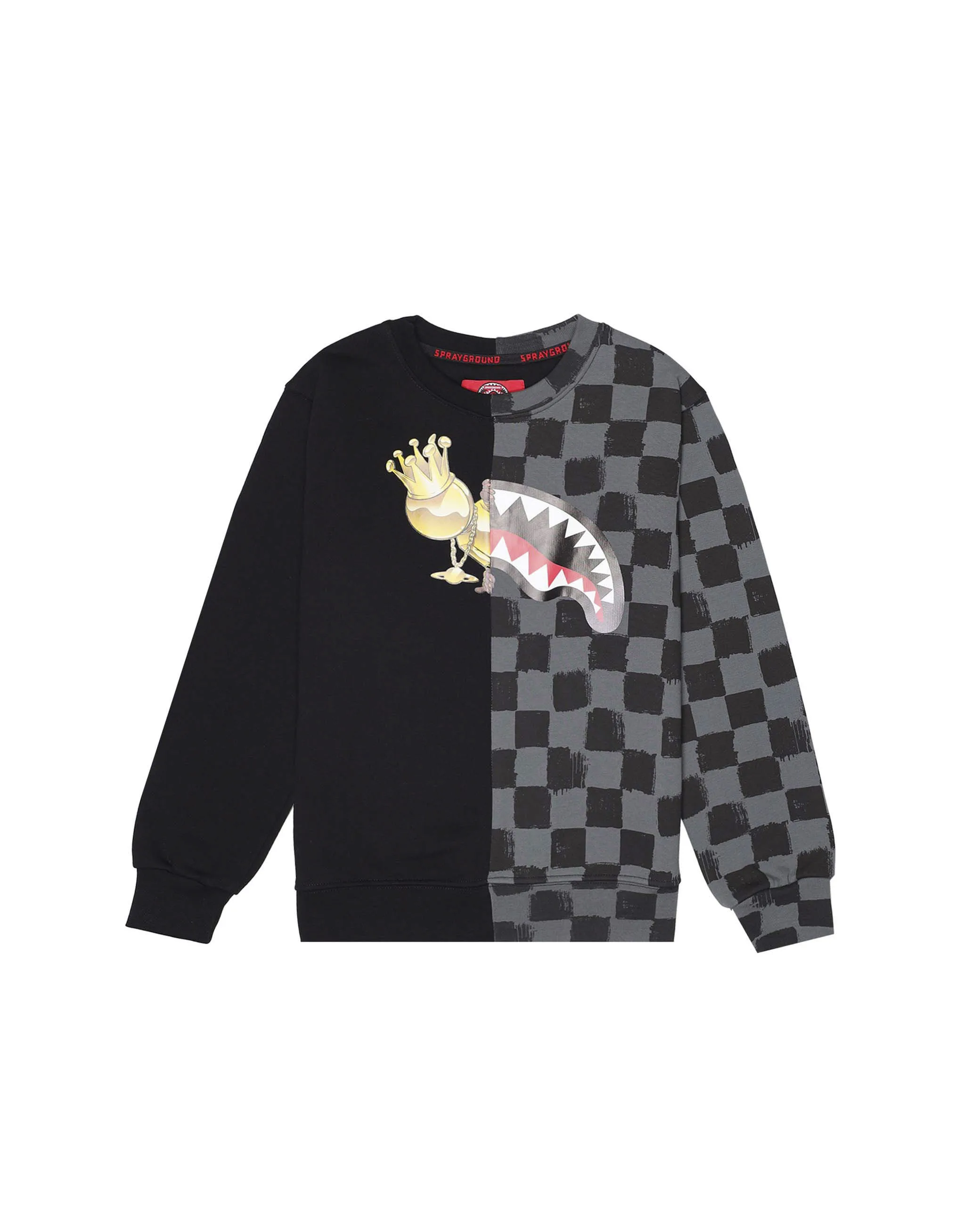 Felpa nera e grigia checkered con astroman - Sprayground - FashionsVida