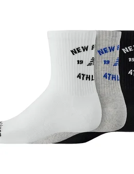 Graphics Qtr Crew Socks 3 Pairs White UK 11.5-14.5 Men,Women - New Balance - FashionsVida