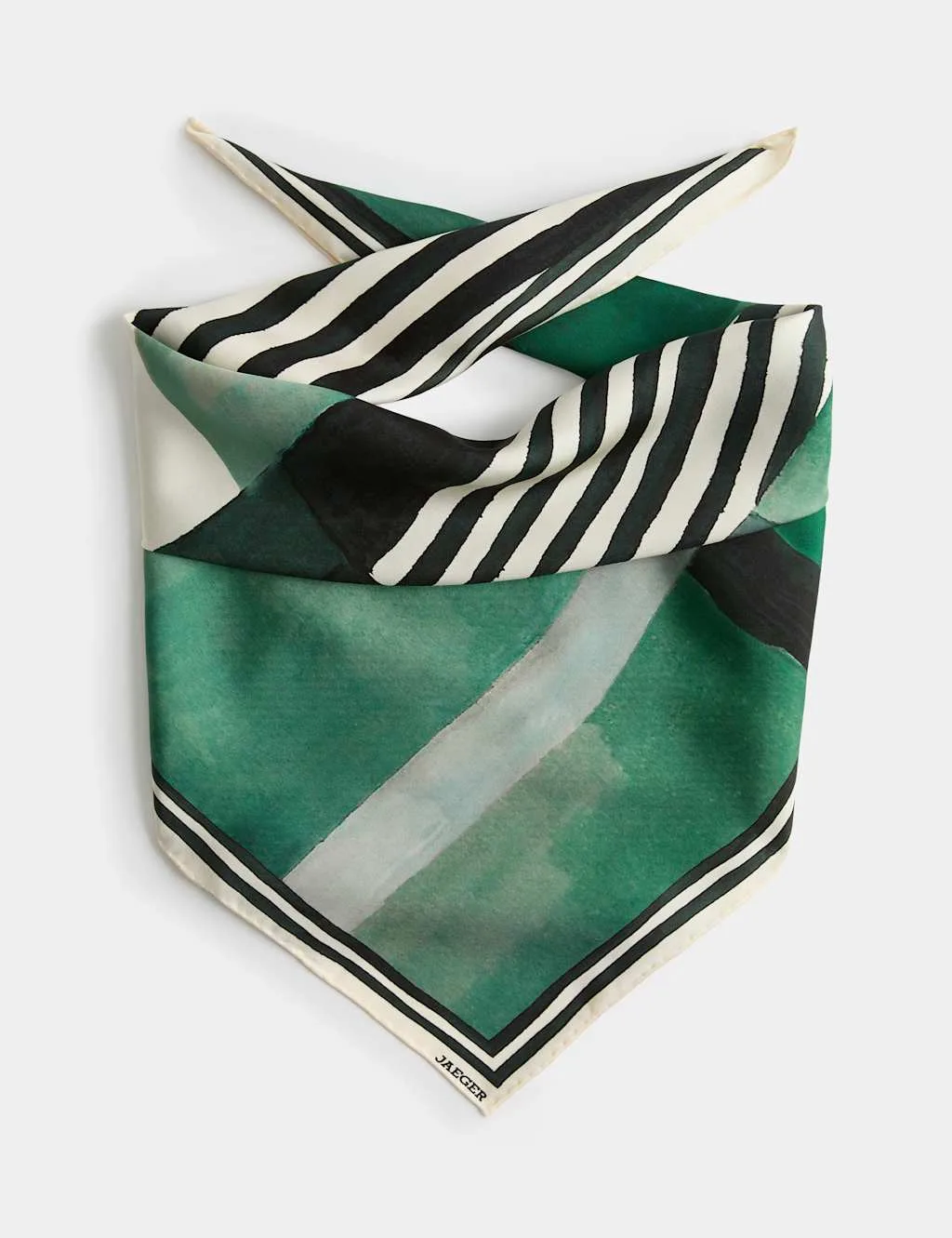 Pure Silk Striped Scarf Green Mix female - Jaeger - FashionsVida