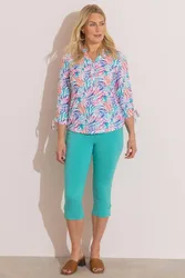 Women's Elasticated Cropped Trousers in Aqua Size: 20 - Aqua - Size: 20