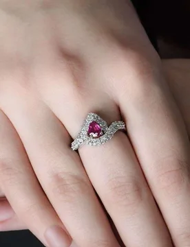 Ct White Gold Diamond & Ruby Ring - Size 52.5 - Bespoke - FashionsVida