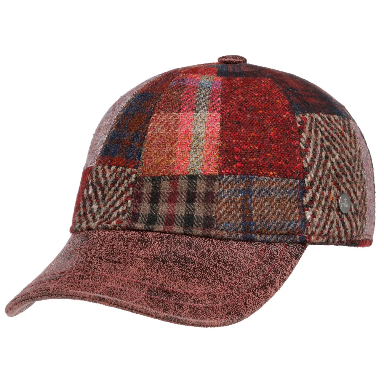 Classic Patchwork Wool Cap by - red - Size: S/M (55-57 cm) - Lierys - FashionsVida