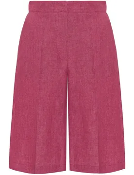Bermuda de mujer de lino de tiro alto con cinturilla - Mirto - FashionsVida