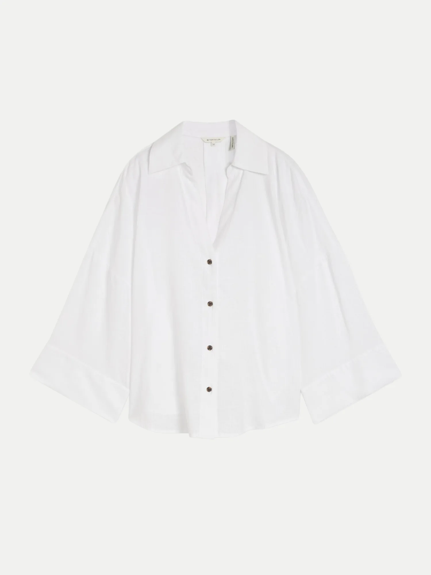 Leinenbluse mit 3/4 Arm Weiß 40 - Tom Tailor Casual - FashionsVida