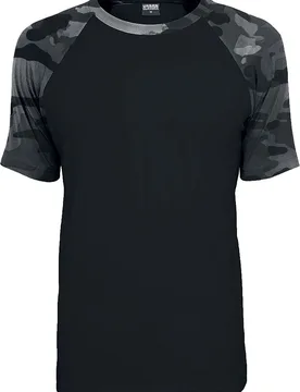 Camouflage/Flecktarn T-Shirt - Raglan Contrast Tee - S bis 5XL - für Männer - Größe XXL - schwarz/darkcamo - Männer - male - Urban classics - FashionsVida