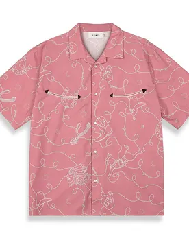 Chemise à Manches Courtes Lone Hand Button Up Brick M ,Femme