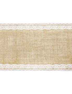Jute Tischläufer Spitze Rand 28 cm x 2,75 m - PARTYDECO - FashionsVida