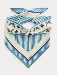 Pure Silk Linear Floral Scarf Blue female