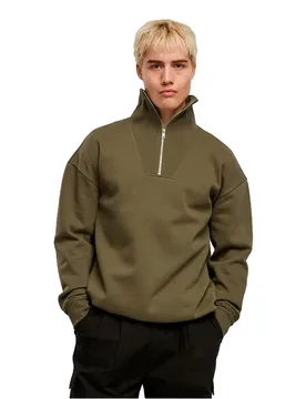 Felpa Con Mezza Zip Cut&sew Olive 2XL - Urban classics - FashionsVida