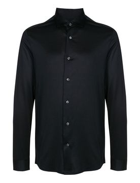 Camicia in popeline con collo a punta dritta