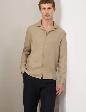 Linen Blend Shirt Sand male - Autograph - FashionsVida