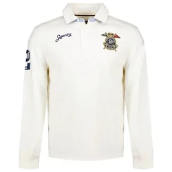 Polo A Maniche Lunghe Double Emblem Rugby Chalk White L