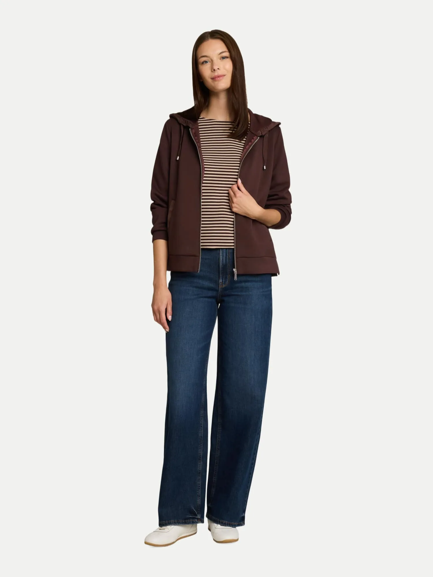 Basic Sweatshirtjacke Braun L - Tom Tailor Casual - FashionsVida