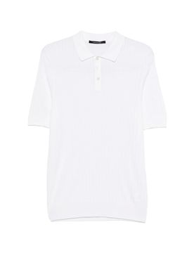Cable-Knit Polo Shirt with Ribbed Trim