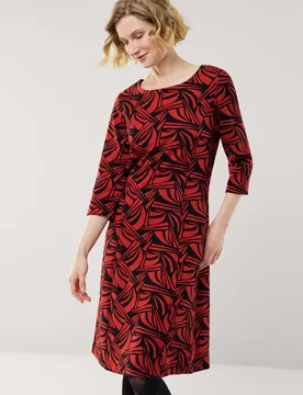Softjersey-Jacquardkleid, normale Größen, Farbe Rot, 52, bequemer, weicher Jersey festlich Damen - Walbusch - FashionsVida