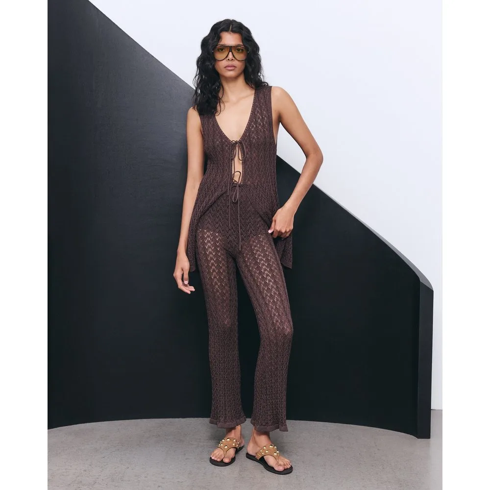 Pantalón de mujer en punto crochet - Tintoretto - FashionsVida