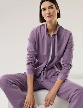 Sweat Jacke Soft Touch, nicht notwendig#normale Größen, Farbe Lila, 50, weich gebürstete Baumwolle Innenseite angeraut Damen - Walbusch - FashionsVida