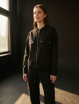 Giacca bomber leggera con finitura twill - nero