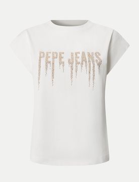 T-Shirt CARINA mit Logo-Nieten Weiß XS