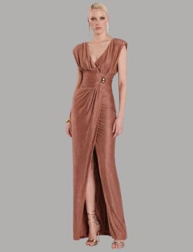 Abito lungo lurex doppio scollo fusciacca made in Italy femminile