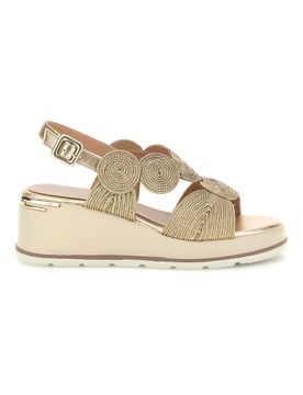 Sandalo oro con zeppa e forme geometriche 52190C1578 38