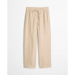 Pantalones anchos de lino con cintura elástica