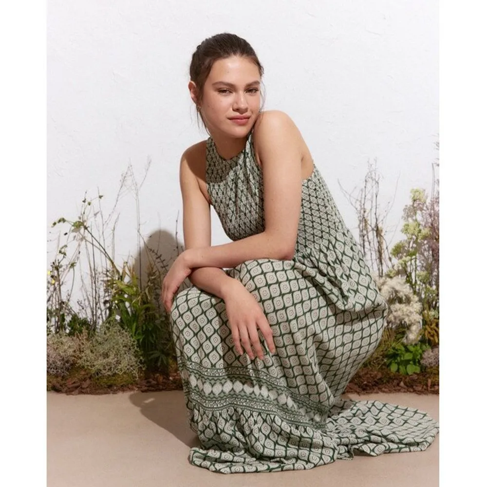 Vestido largo gomas cenefa - Green Coast - FashionsVida