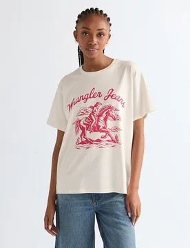 Camiseta de mujer con dibujo frontal de corte relajado - Wrangler - FashionsVida