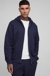 Herren Tall Basic Regular Kapuzenpullover mit Reißverschluss Navy Größe Q