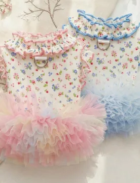 Pieza Ropa de hogar para mascotas con estampado de verano nuevo, vestido esponjoso de seda de hielo para perros Bichon Frise y gatos - Shein - FashionsVida