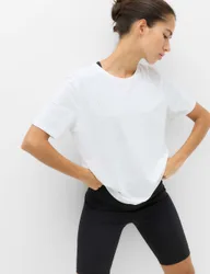 Round Neck Mesh Relaxed T-shirt White female