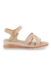 Sandali beige con cinturino e zeppa leggera 405 36