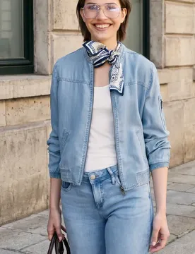 Street One Blouson im Denim-Look mit Rundhals female Blau