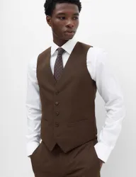 Textured Waistcoat Chocolate male