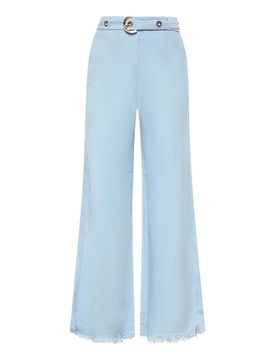 Pantaloni In Misto Lino Con Cintura