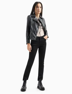 Pantaloni neri slim fit in cotone e viscosa stretche - Armani - FashionsVida