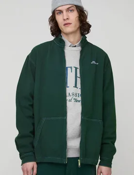 Herren Tall L' Kontrastnaht Relaxed Fit Twill Track Jacke Green Größe XL - boohooMAN - FashionsVida