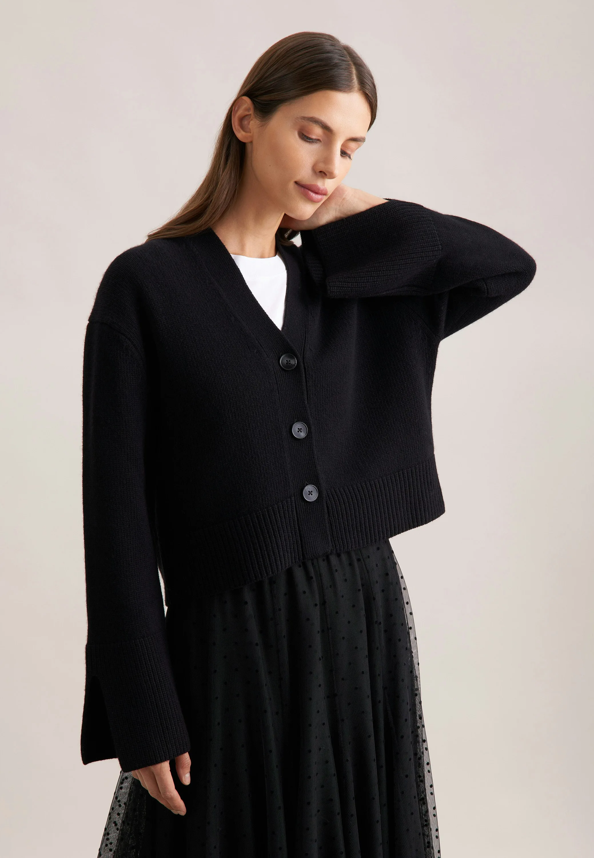 V- Cardigan mit Kaschmir Schwarz L - Seidensticker.com - FashionsVida