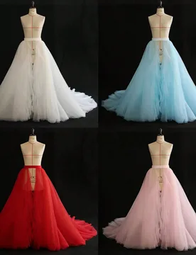 Pieza Falda desmontable para mujer, Negro/Blanco/Rojo/Azul Lago/Rosa/Champán, Estilo gótico con cola larga delgada y abertura frontal, Falda delanta - Shein - FashionsVida