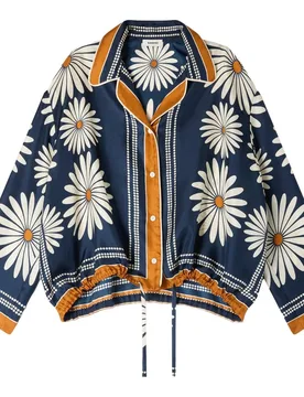 Camisa de mujer con estampado floral y manga larga - sandro - FashionsVida