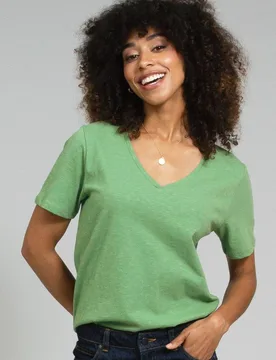Sandford V-Neck Slub Jersey T-Shirt Ivy - Green - Size: 6 - Kite - FashionsVida