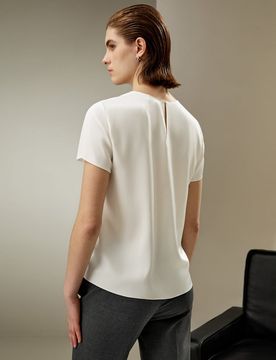T-shirt Soie XS Élégant & Confortable, Col Rond, Détente