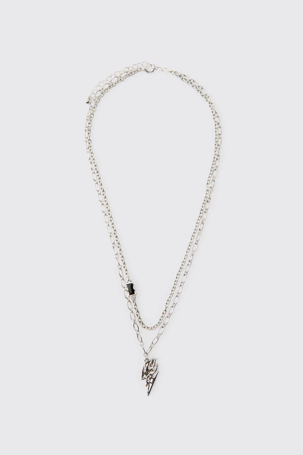 Herren Geflammte Blitz-Halskette Silver - boohooMAN - FashionsVida