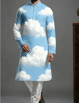 Kurt men's printed bright pattern kurta vardha fashionable casual fit regular robe suitable for all occasions - Aliexpress - FashionsVida