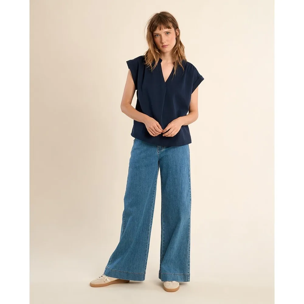 Top de mujer de manga corta detalle pliegues - Molly Bracken - FashionsVida