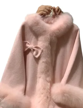 Autumn and Winter New Bow Fur Collar Cape Pink Coating Premium Woolen Design Autumn and Winter Name Sweet Coating Thickened - Aliexpress - FashionsVida