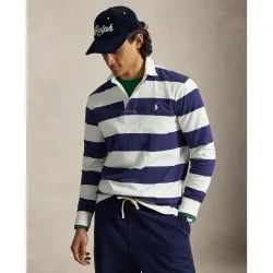 Polo de rugby de hombre de algodón con rayas