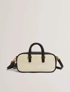 Canvas and Leather Top Handle Bag Beige female - Ted baker - FashionsVida