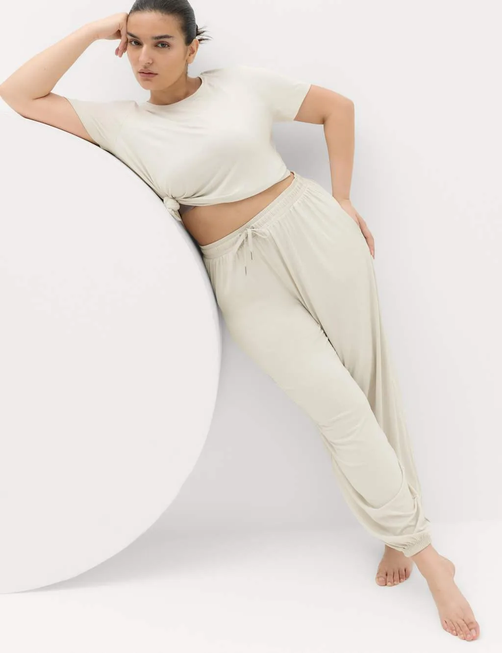 Lightweight Super Soft Cuffed Parachute Joggers Vanilla female - Goodmove - FashionsVida