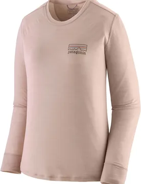 T-shirt en laine de mérinos - W's L/S Cap Cool Merino Blend Graphic Shirt Fitz Roy Strata Shroom Taupe en Laine - Taille M - Patagonia - FashionsVida